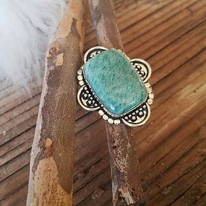 Gorgeous boho handmade amazonite ring size 8